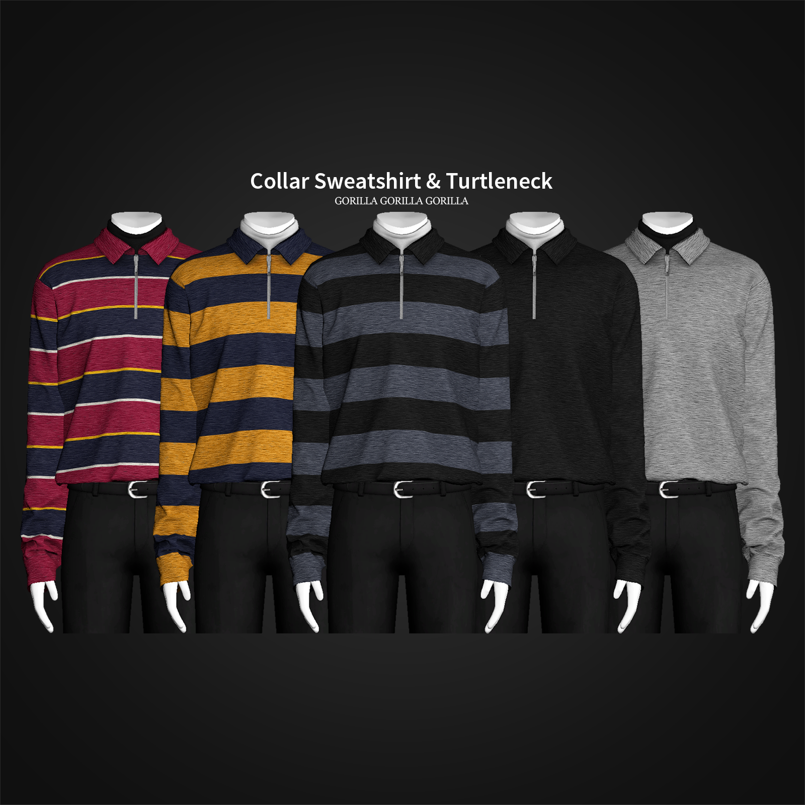 Collar Sweatshirt And Turtleneck Gorilla X3