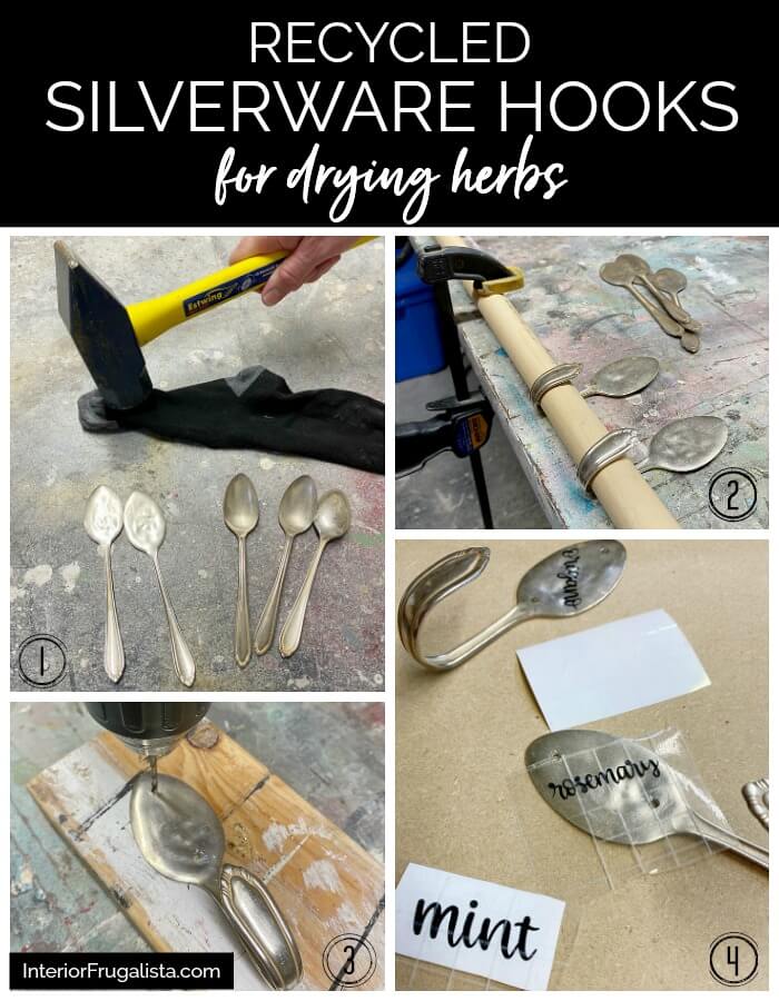 Recycled Silverware Herb Drying Hooks