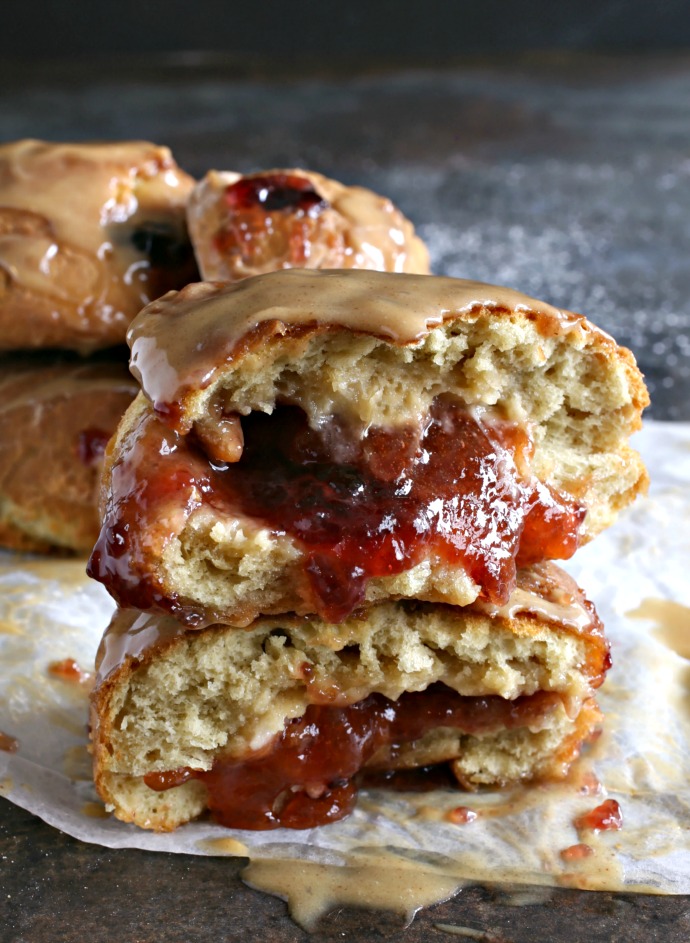 Hungry Couple Peanut Butter and Jelly Air Fried Doughnuts