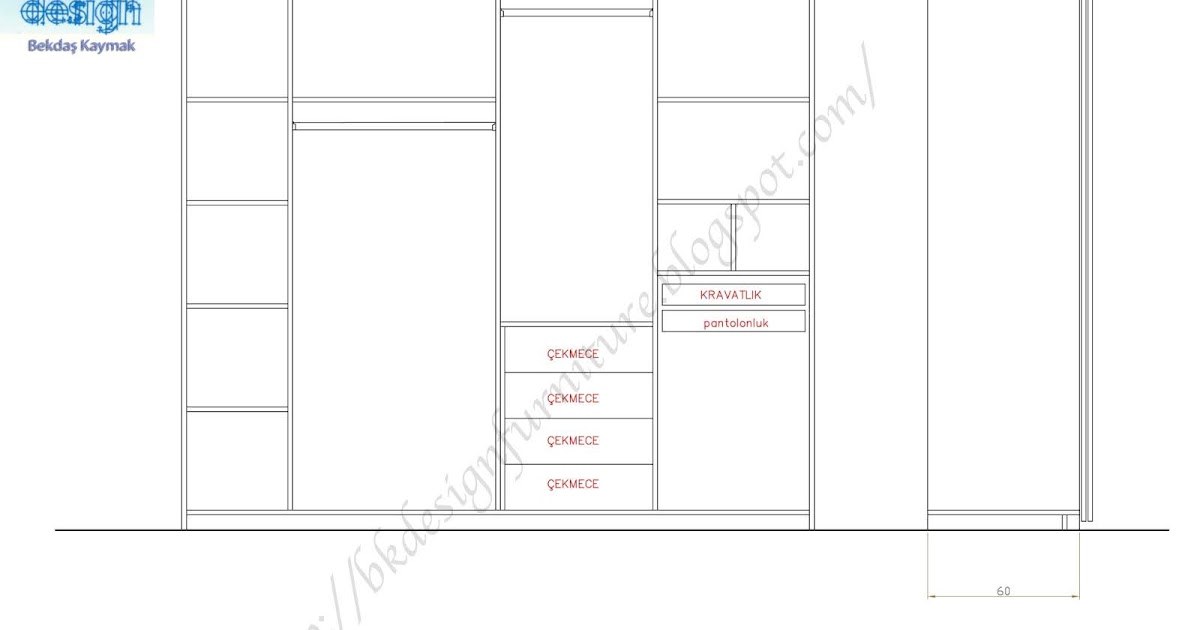 Yatak odası autocad teknik çizimi