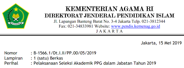 √ Surat Pelaksanaan PPG Dalam Jabatan Bulan Juli 2019
