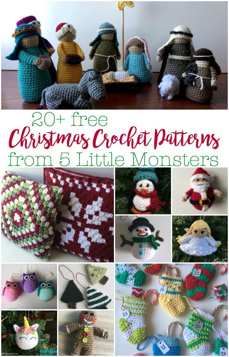 5 little monsters christmas in july 20 free christmas crochet