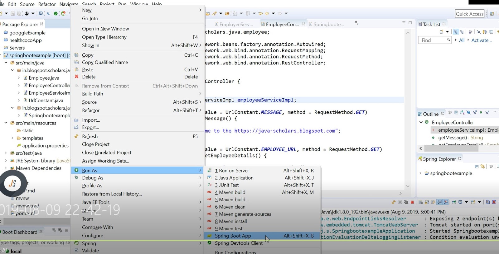 Spring boot Example Spring REST Example with Spring boot Java