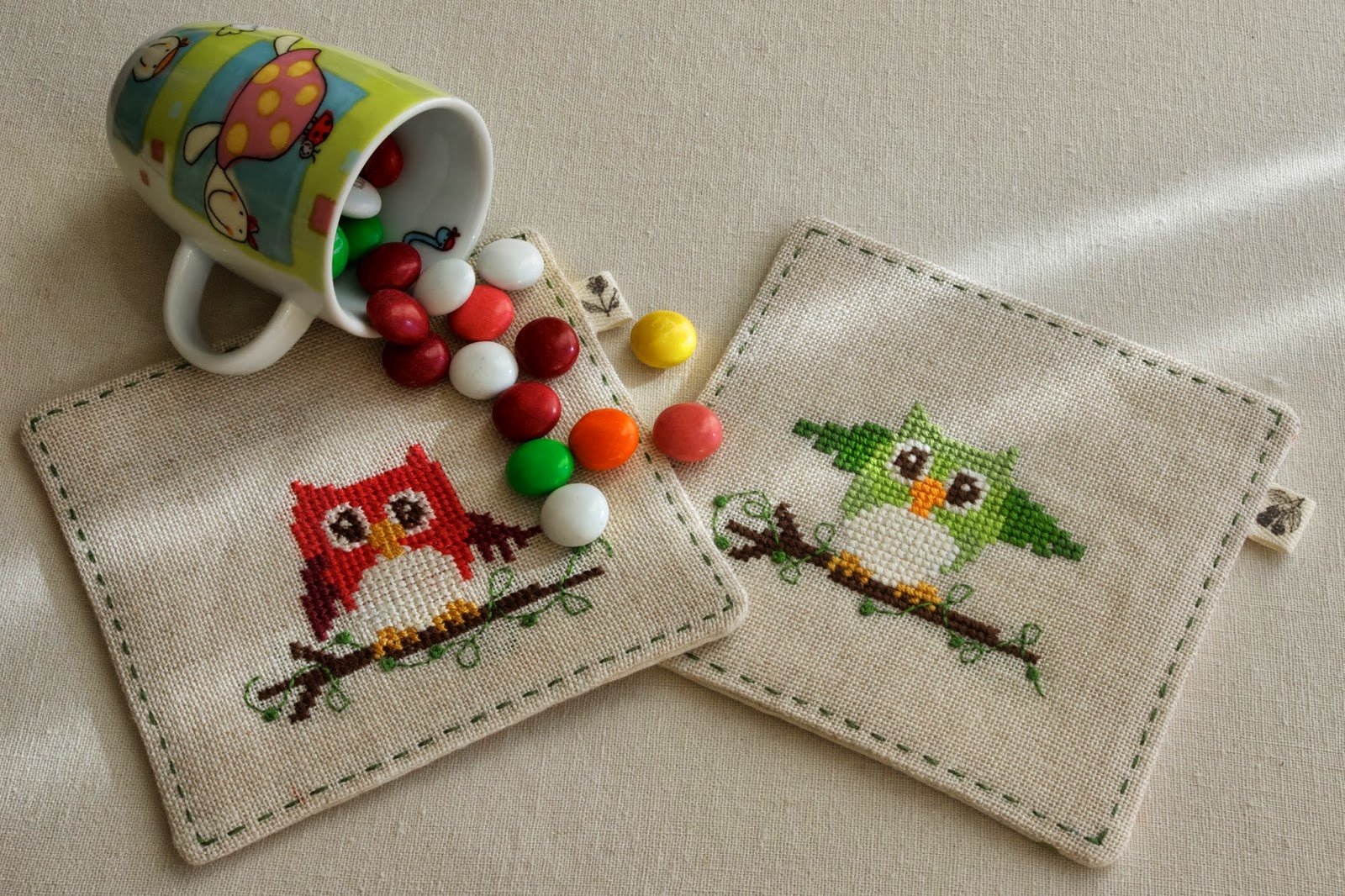Stitching Notes CrossStitch Linen Coasters