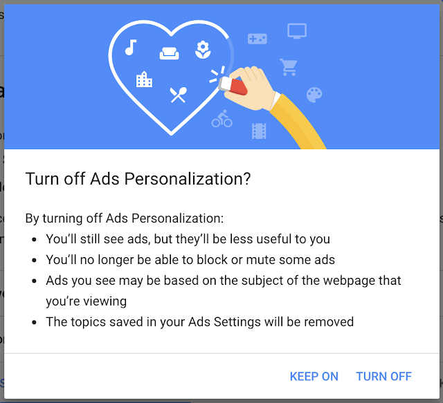 Turn off ads personalization