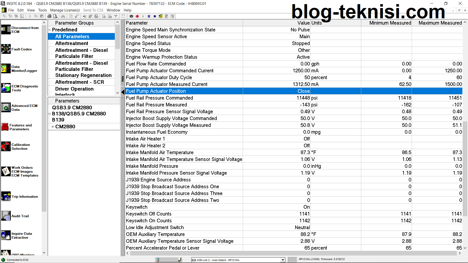 EFC Actuator Override Test on Cummins INSITE Software (CUMMINS Engines