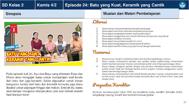 Panduan Belajar Dari Rumah Minggu Ke 5 (BDR) 1 - 5 Januari 2021 Di Televisi Republik Indonesia (TVRI) Untuk Jenjang Pendidikan PAUD Dan Sekolah Dasar (SD)
