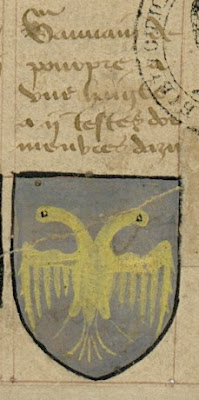 manuscrit Français 5024 : Armorial De la Table Ronde. Date d'édition : 1401-1500 . folio 1r (fragment). Bibliothèque de l'Arsenal - Paris