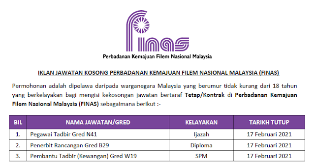 jawatan kosong finas