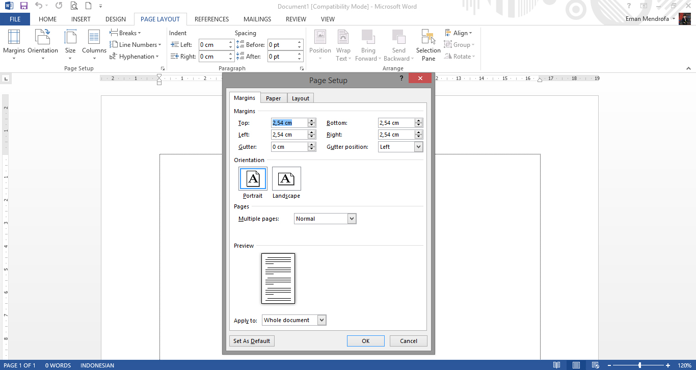 Cara Mudah Pengaturan Page Layout Halaman Microsoft Office Word Eman Mendrofa