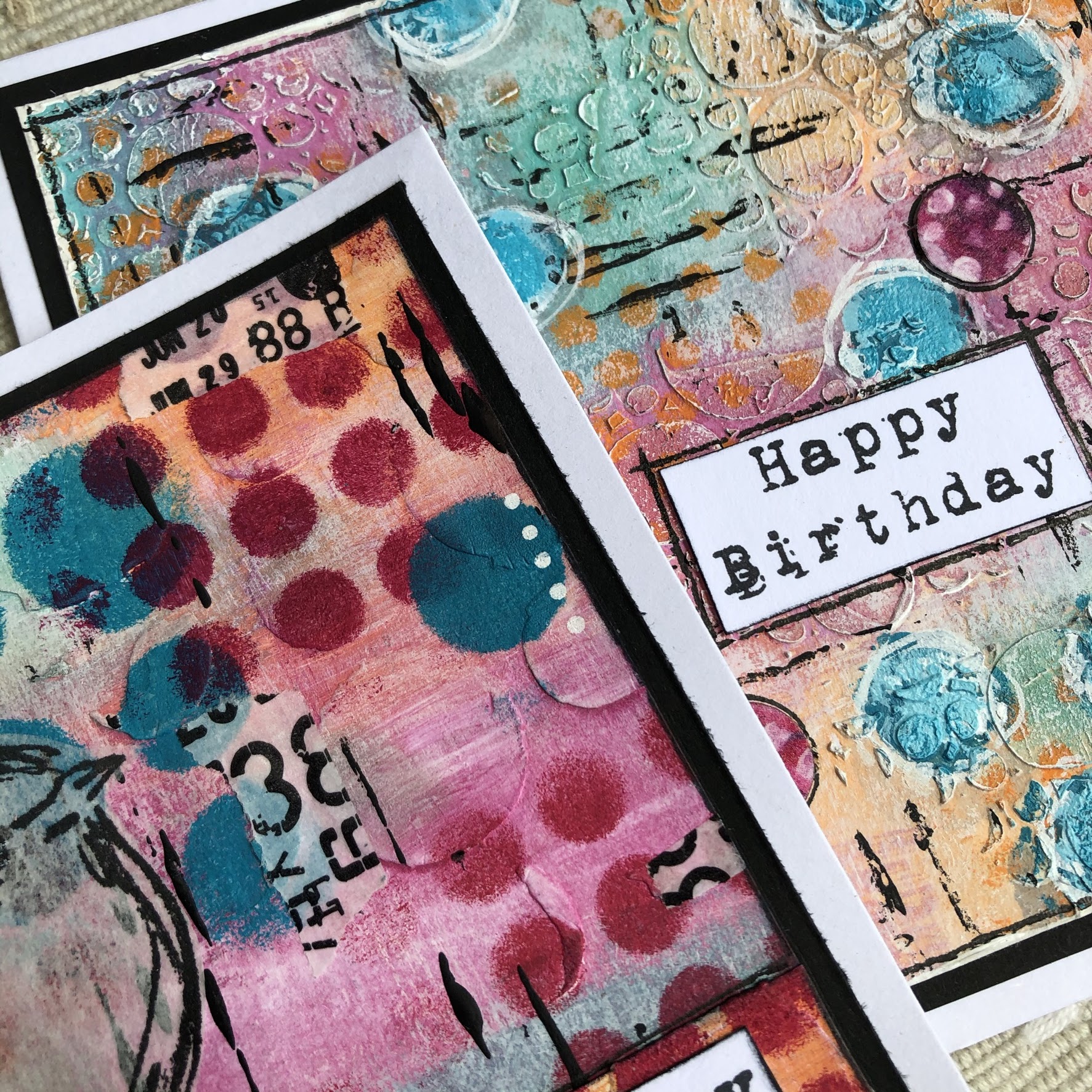 Addicted to Art Mixed Media Birthday cards
