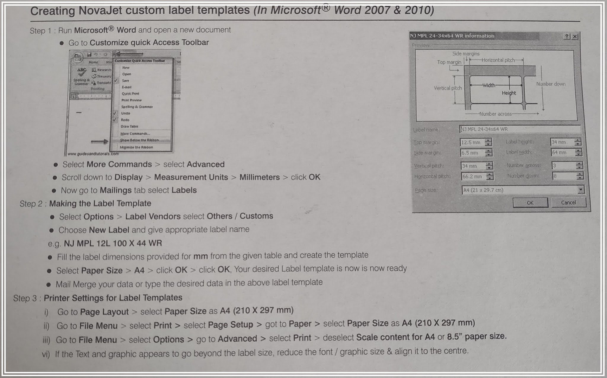 Novajet Barcode Labels ~ Billing Software Guru