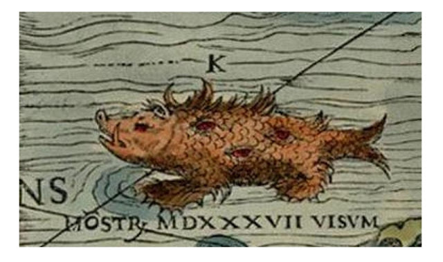 Морские чудовища и сказочные существа на старых картах