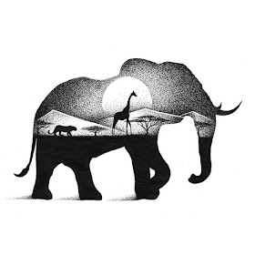 05-Elephant-and-Giraffe-Thiago-Bianchini-Eclectic-Collection-of-Drawings-and-Illustrations-www-designstack-co