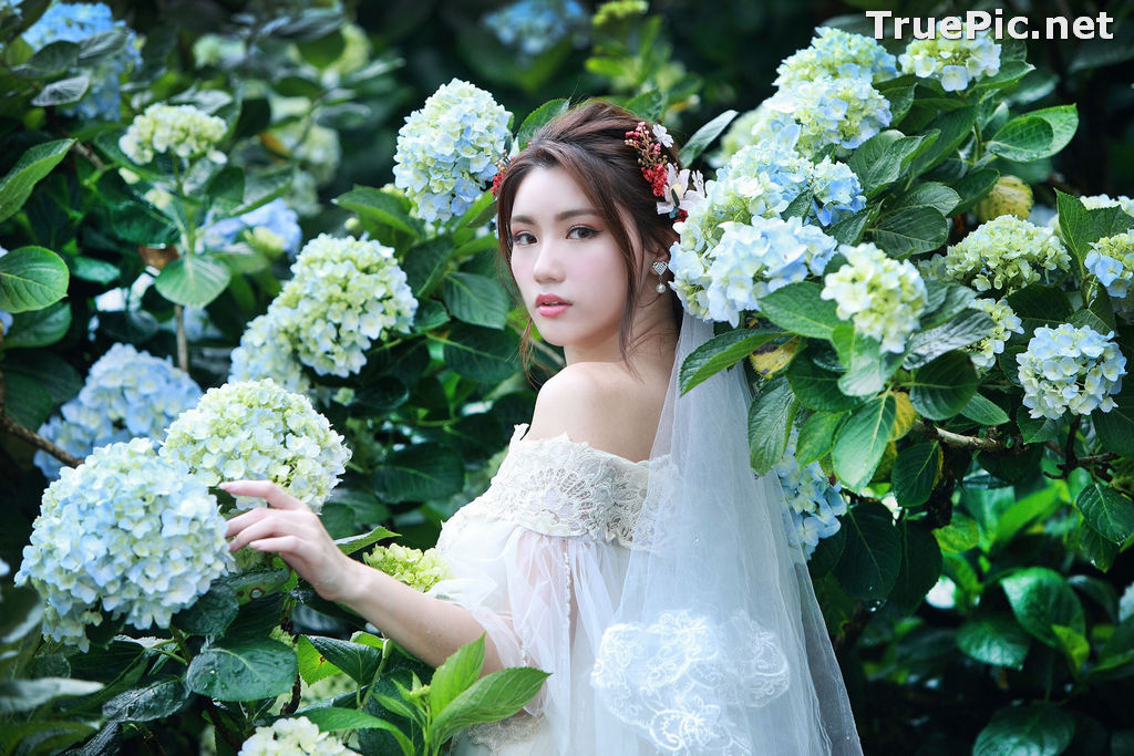 Image Taiwanese Model - 張倫甄 - Beautiful Bride and Hydrangea Flowers - TruePic.net - Picture-55