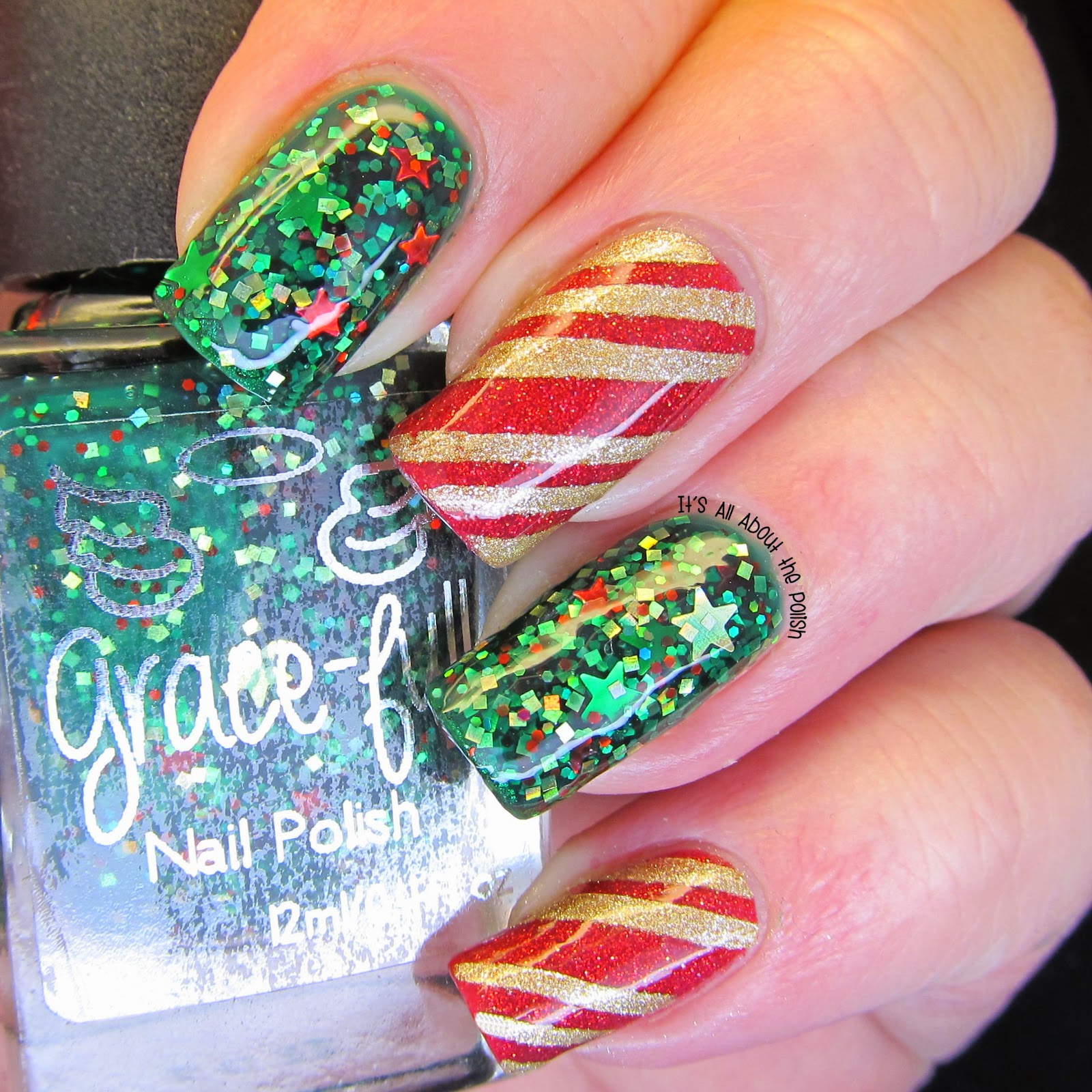 It's all about the polish: Christmas Stars and Candy Cane Stripes Nails