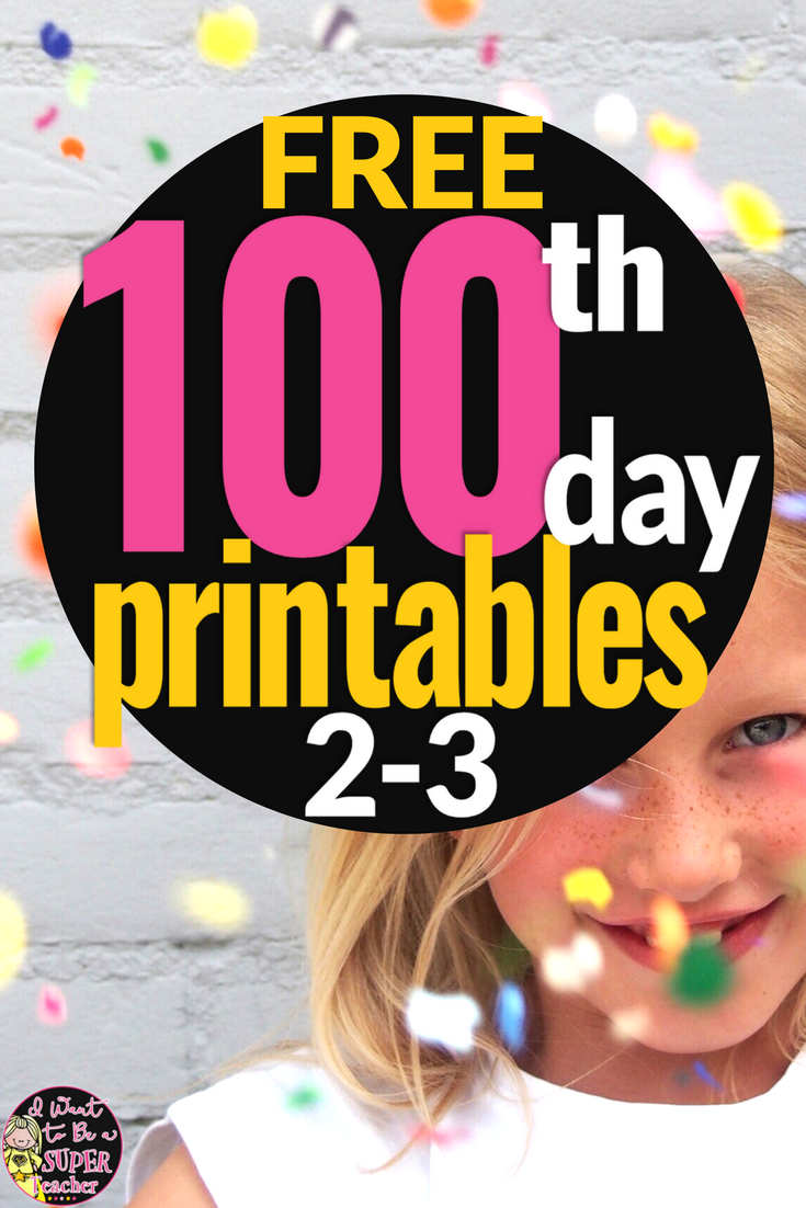 Need some ideas for the 100th day of school? Add these free printables to your 100 days of school ideas folder! Includes 4 free print and go activities you can use for art, math, centers, brain breaks, and fast finishers on the 100th day of school. Perfect for 2nd and 3rd grade elementary students. Fun for kids and easy for teachers. It's everything but the shirt! #100daysofschool #100thdayofschool #100day #education #freebie #tpt #teacherspayteachers #secondgrade #thirdgrade