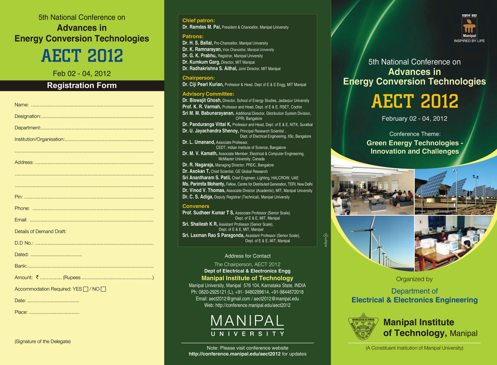 Fifth National Conference on Advances in Energy Conversion Technologies (AECT 2012) at MIT Fifth National Conference on Advances in Energy Conversion Technologies (AECT 2012) at MIT