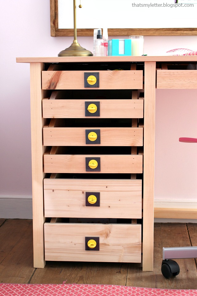That's My Letter DIY Vanity Desk with Deep Drawers