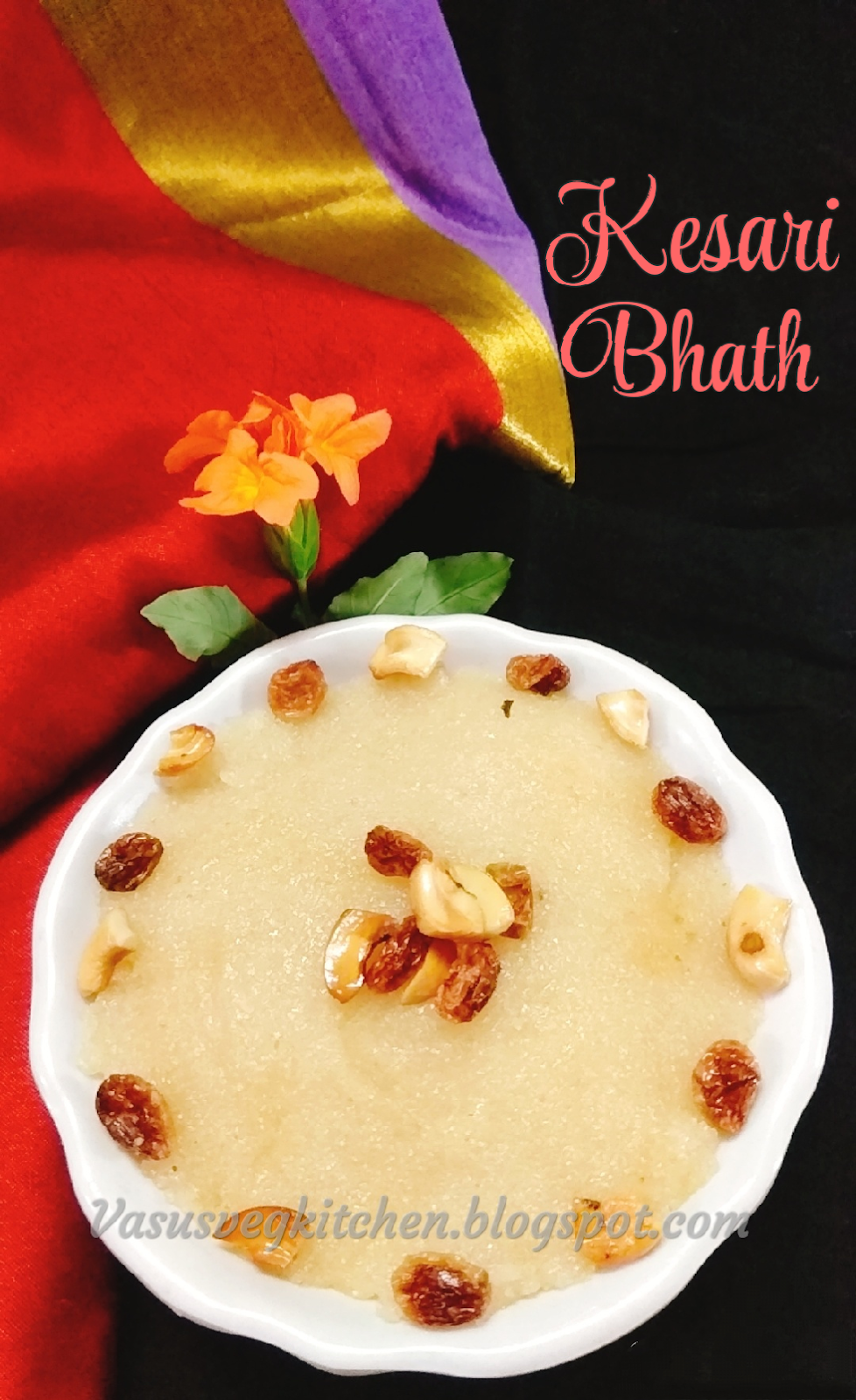 Vasusvegkitchen Kesari bath, Rava Kesari, How to prepare Kesari bath