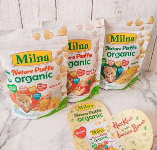 varian rasa dan kemasan milna nature puff organic yang menarik