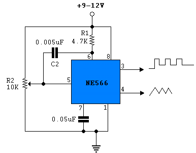 Simple Function Generator Circuit Diagram using NE566 | Electronic