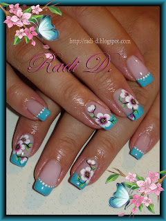 It`s all about nails: Blue French & Flowers