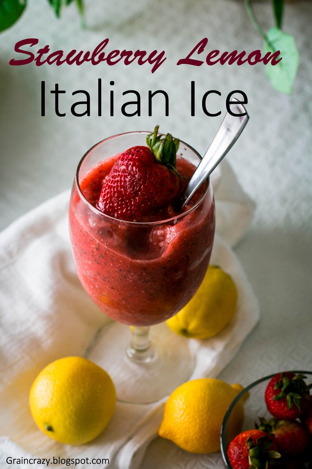 Grain Crazy Strawberry Lemon Italian Ice (low sugar)