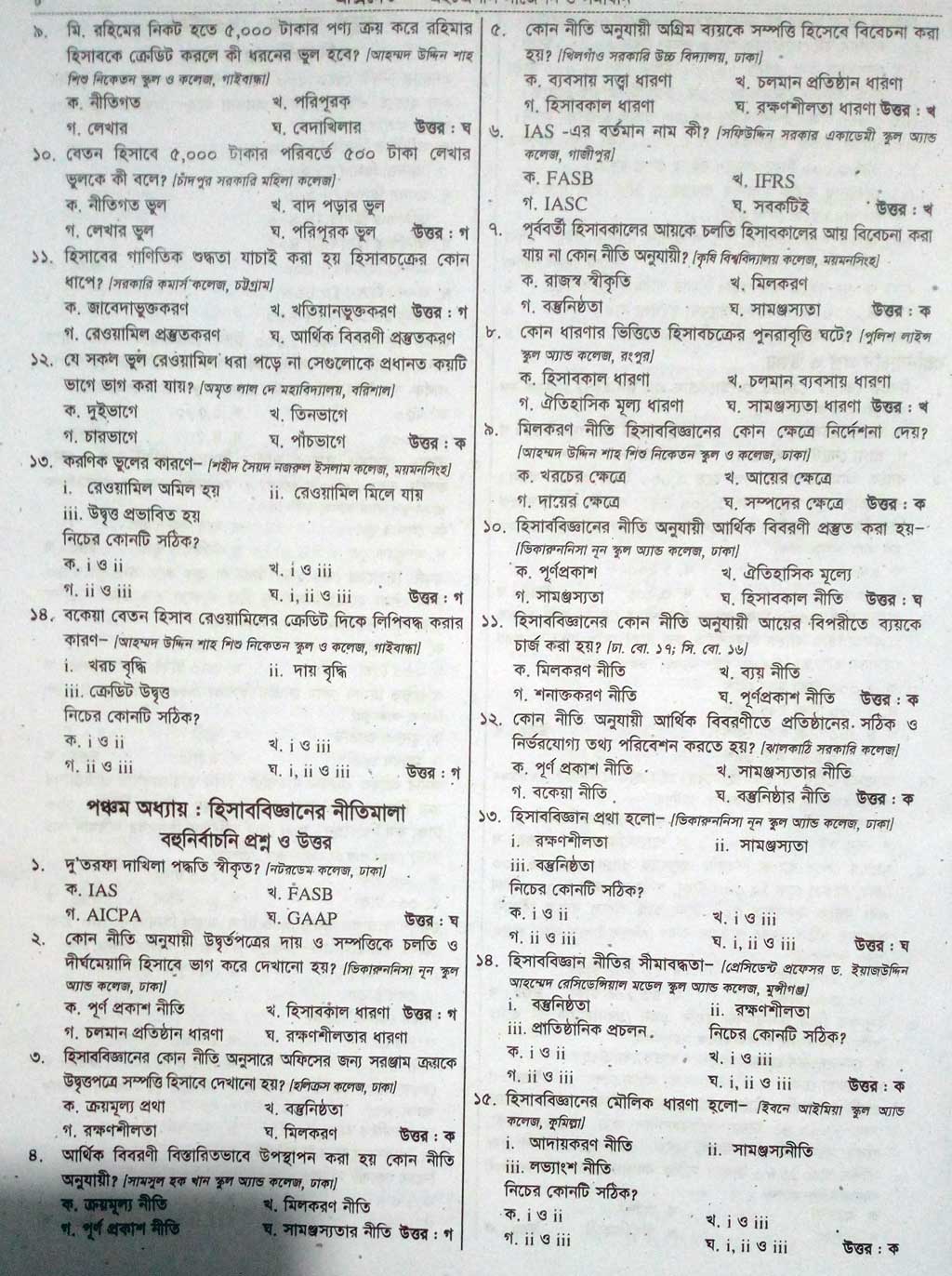 HSC Accounting 1st Paper Suggestion & Question 2023 100 Common