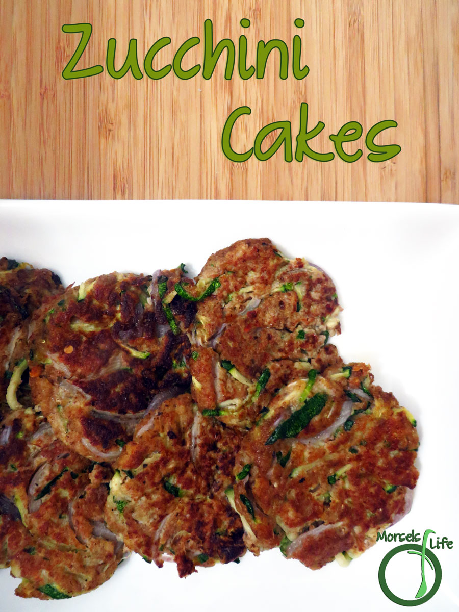 Morsels of Life - Zucchini Cakes - Julienned zucchini, combined with sweet onions and salty Cotija cheese, formed into little cakes with breadcrumbs and egg, then pan-fried into perfect little zucchini cakes.