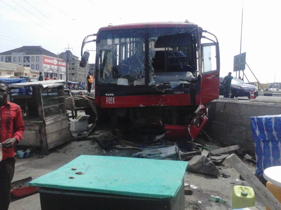 MANY ESCAPE DEATH AS BRT BUS CRASH IN LAGOS