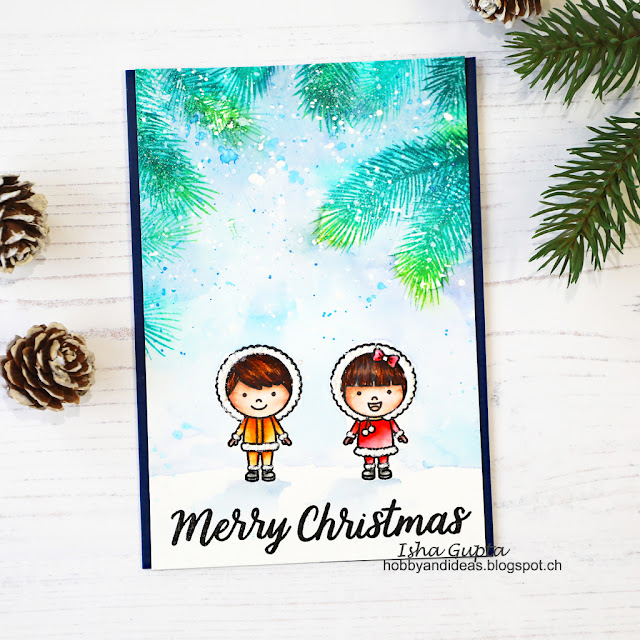 Sunny Studio Stamps: Eskimo Kisses Christmas Trimmings Santa's Stocking Merry Christmas Cards by Isha Gupta