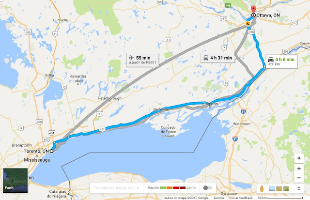 Como ir de Toronto a Ottawa de carro Como ir de Toronto a Ottawa de carro