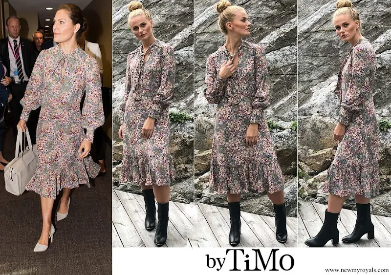 Crown Princess Victoria wore by Timo Printed Bow Dress