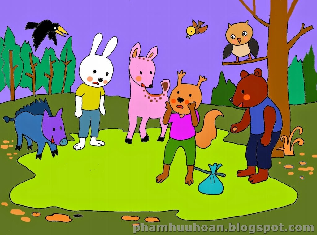 Phạm Hoan: Tranh minh họa : Bác gấu đen và hai chú thỏ - Câu chuyện ...