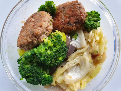 今日午餐：獅子頭、青花菜、高麗菜，2021.03.05