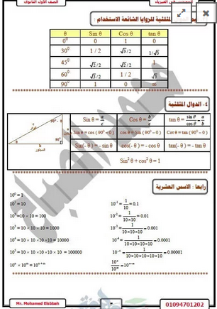 مذكرة مادة الفزياء للصف الأول الثانوى مذكرة مادة الفزياء للصف الأول الثانوى