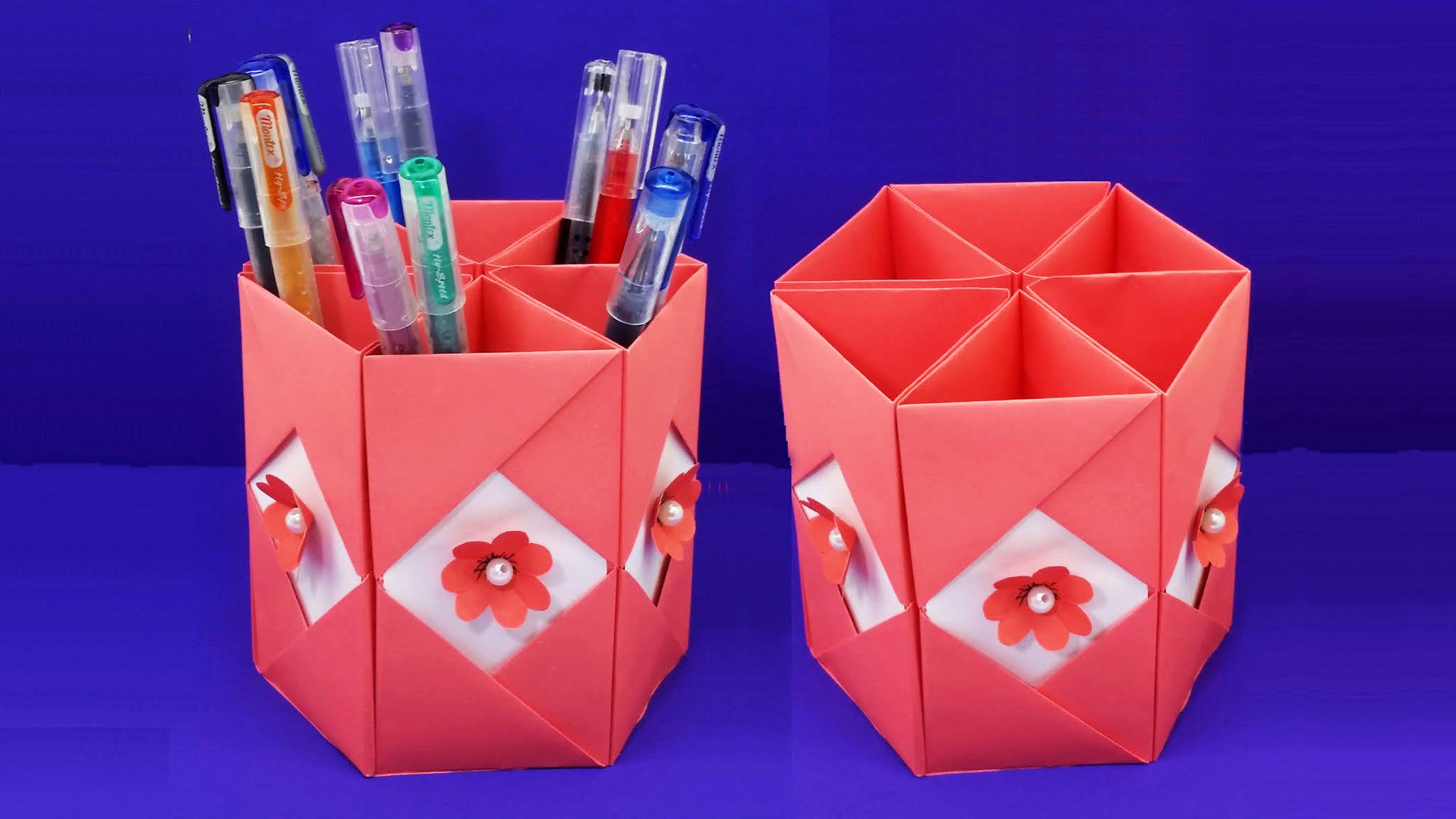 how to make pen stand Easy Origami Pencil Holder DIY Paper Craft