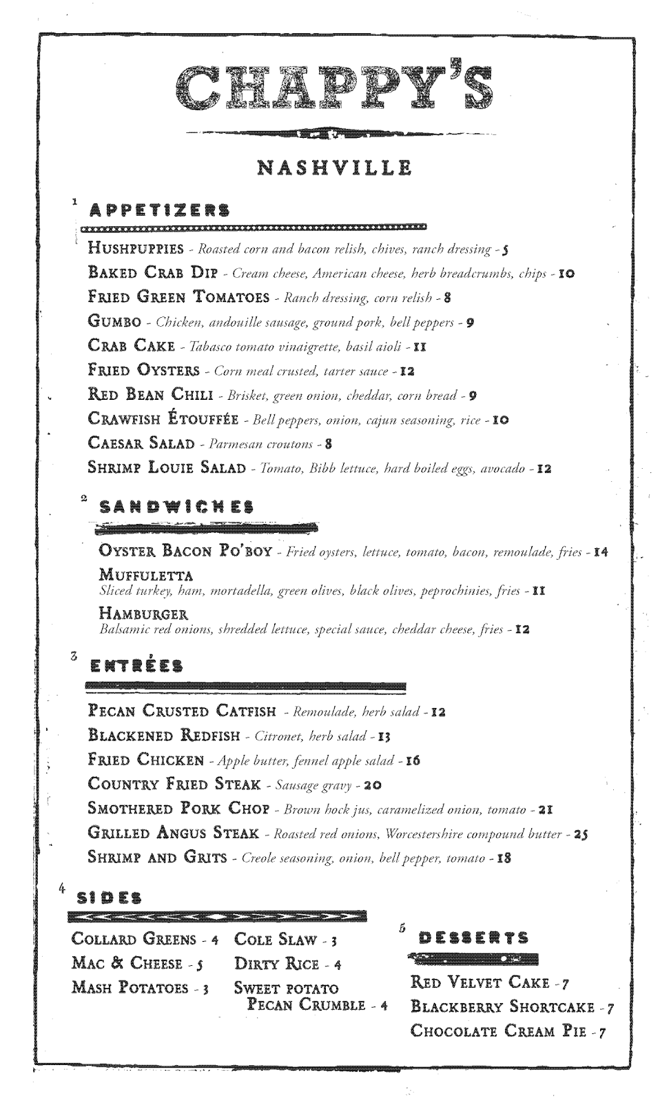 Usen Gandara Art/Design Chappy's Logo and Menus