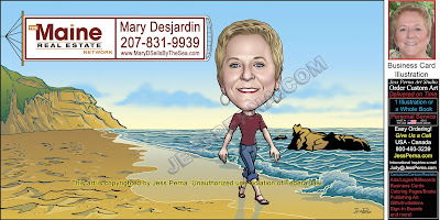 Ocean Front Real Estate Ad Caricatures