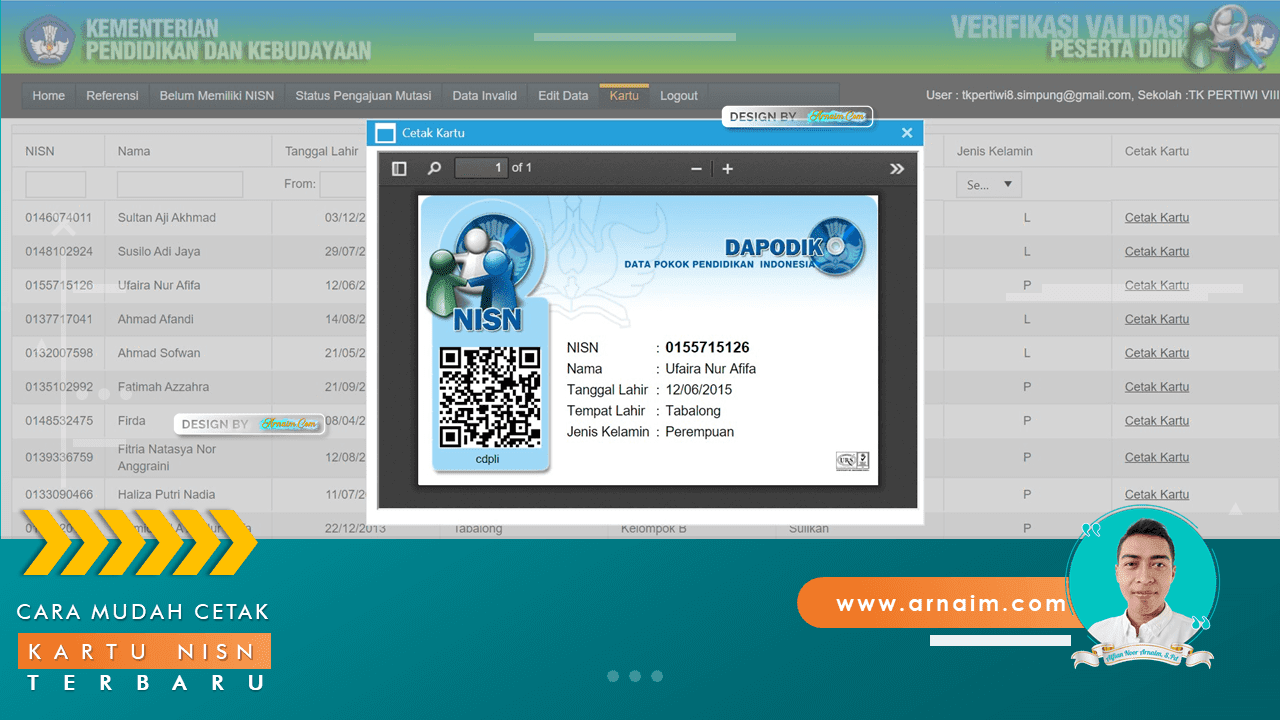 Cara Mudah Cetak Kartu Nisn Siswa Terbaru Arnaim Com