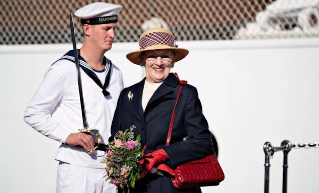 Queen Margrethe arrived at Hanstholm Harbor in Thisted and welcomed by Mayor Ulla Vestergaard