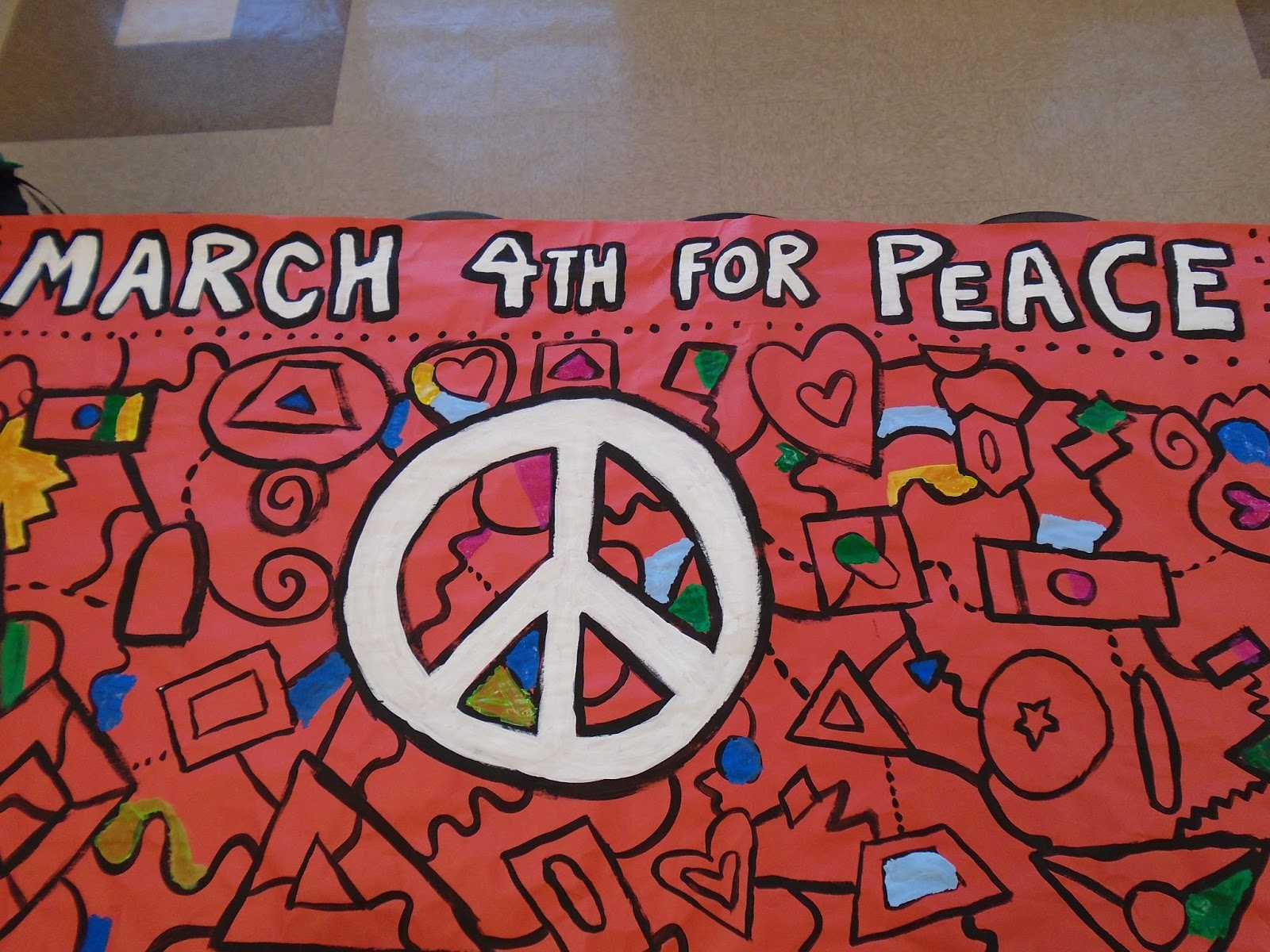 Zilker Elementary Art Class March 4th For Peace banners