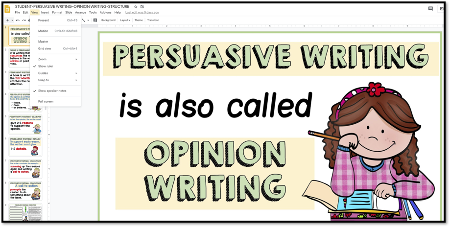 persuasive essay google slides