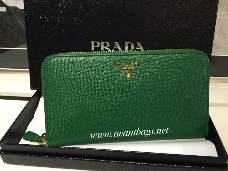prada wallet green