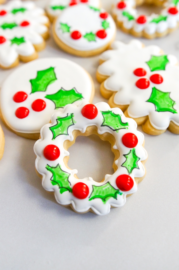 how to make holly berry decorated cookies