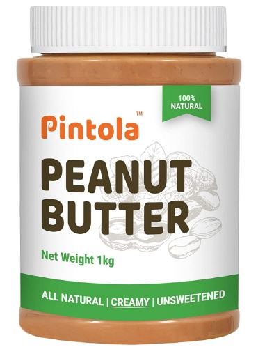 Pintola All Natural Peanut Butter (Creamy) (1kg) | Unsweetened | 30g Protein | Non GMO | Gluten Free | Cholesterol Free