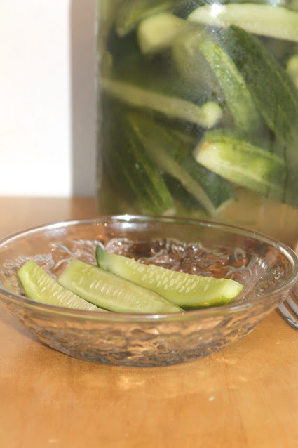 Jar of deli-style refrigerator dill pickles.