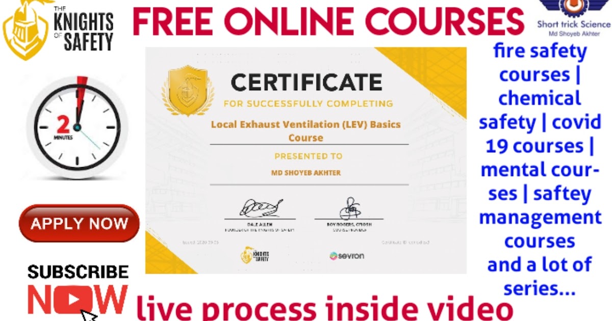 Health and Safety Courses with free certificate