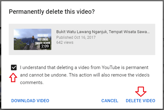 delete video youtube